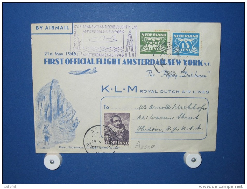 FFC First Flight 047 Amsterdam - New York / Chicago 1946 - A239a (nr.Cat DVH) - 2a. 1941-1960 Usados