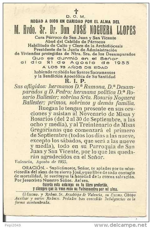 ES139 - RECORDATORIO DE DEFUNCION - CURA PARROCO - 1955 - Otros & Sin Clasificación