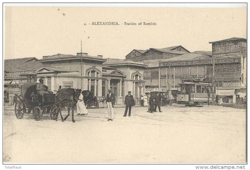 Afrika Egypte Alexandrie Station Gare Bahnhof Ramleh Byrrh Pilsner Beer Animee Tram Alexandria Tramway Ägypten Streetcar - Gares - Sans Trains