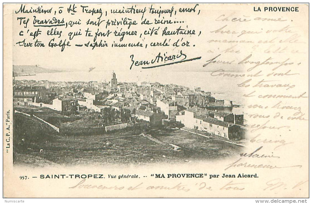 Cpa SAINT TROPEZ 83 Vue Générale - Ma Provence Par Jean Aicard - Saint-Tropez