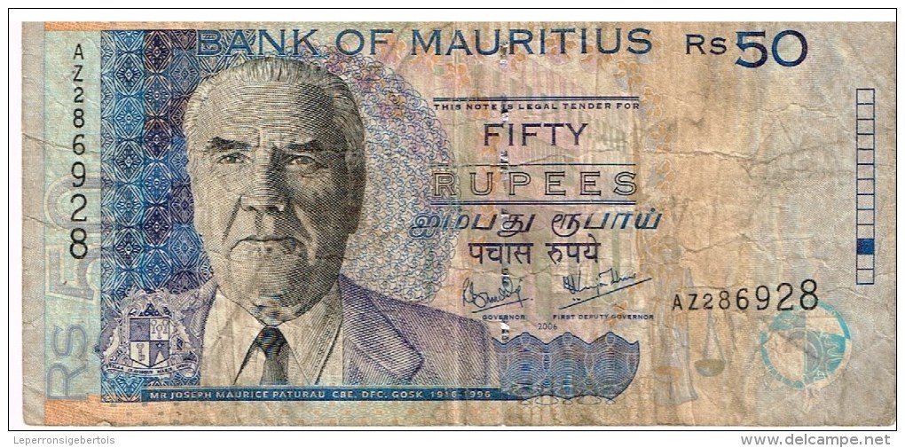 Maurice - Billet De 50 Rupees Joseph Maurice Paturau (2006) - Mauritius