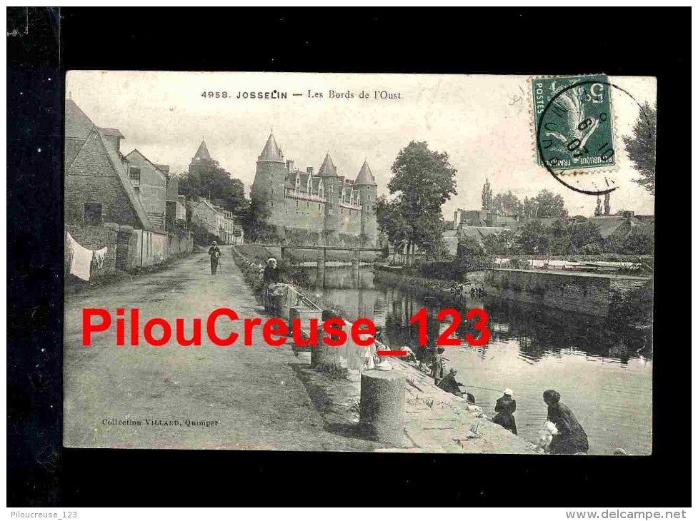 56 Morbihan - JOSSELIN - " Les Bords De L'Oust - Animation : Lavandières - Enfants à La Pêche " - Josselin