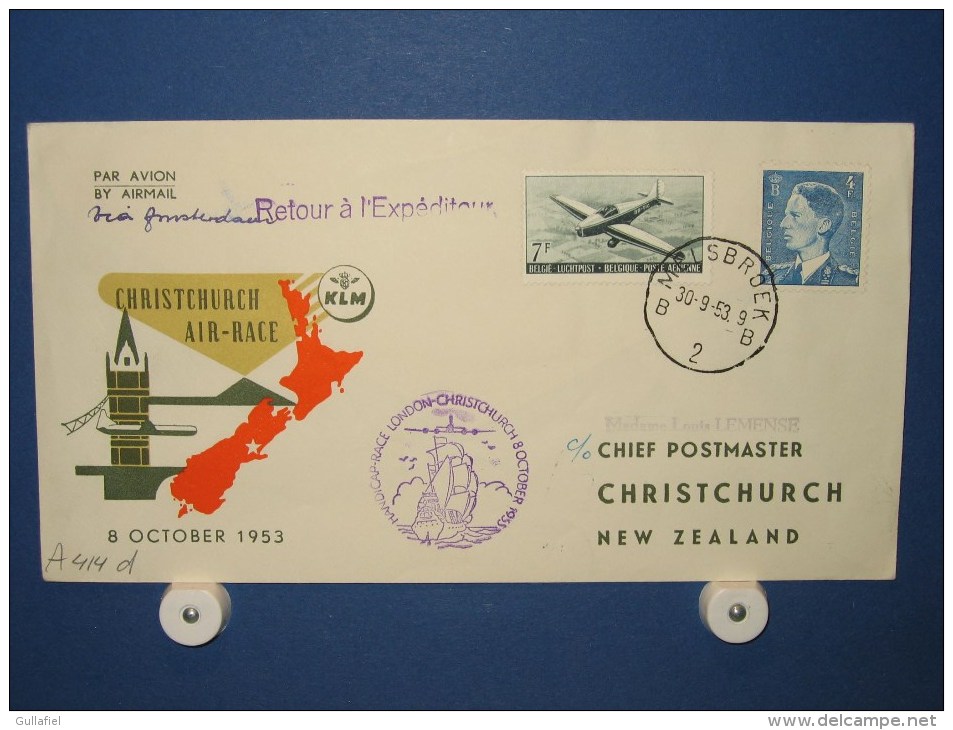 FFC First Flight 088 Amsterdam - Christchurch New Zealand 1953 - A414d (nr.Cat DVH) - Luftpost