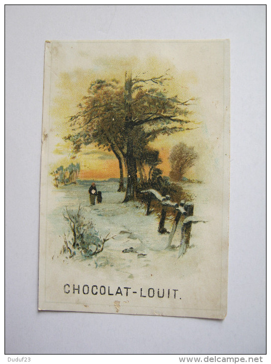 CHROMO CHOCOLAT LOUIT FRERES BORDEAUX PAYSAGE HIVER NEIGE  SENTIER  ENFANTS - Louit