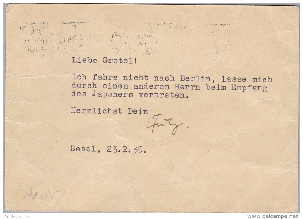 Schweiz Flugpost 1935-02-23 Basel 2 Bildganzsache Mit Zusatz Nach Suhl DE - Primi Voli