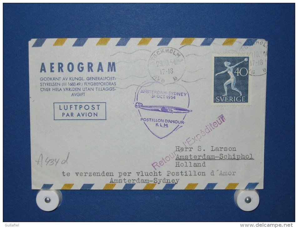 FFC First Flight 092 Amsterdam - Sydney Australie 1954 - A434d (nr.Cat DVH) - Cartas & Documentos