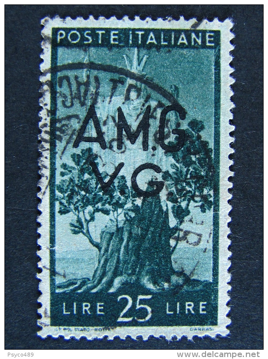 (C)ITALIA Trieste AMG-VG -1945- "Democratica" £. 25 US° (descrizione) - Oblitérés