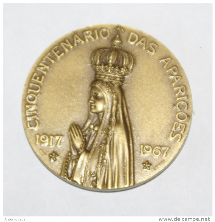 PORTOGALLO FATIMA 1967 - BRONZE MEDAL CINQUENTENARIO DES APPARICOES - Obj. 'Souvenir De'