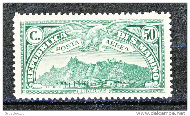 San Marino PA 1931 Veduta San Marino N. 1 C. 50 Verde MH - Luftpost
