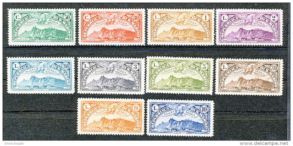 San Marino PA 1931 Veduta San Marino Serie Completa N. 1 - 10 MLH Bellissima, Freschissima - Luftpost