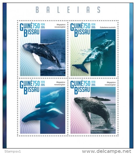 Guinea Bissau. 2015 Whales. (104a) - Baleines