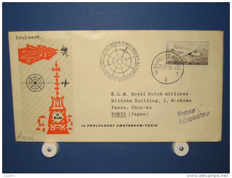 FFC First Flight 133 Amsterdam - Tokyo Japan 1958 - A510b (nr.Cat DVH) - Airmail