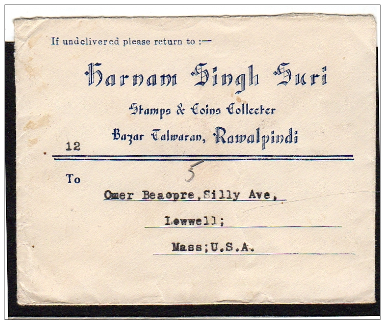 Advertisement Rawalpindi City 1939 Harnam Singh Suri Stamps!! (i219) - 1936-47  George VI