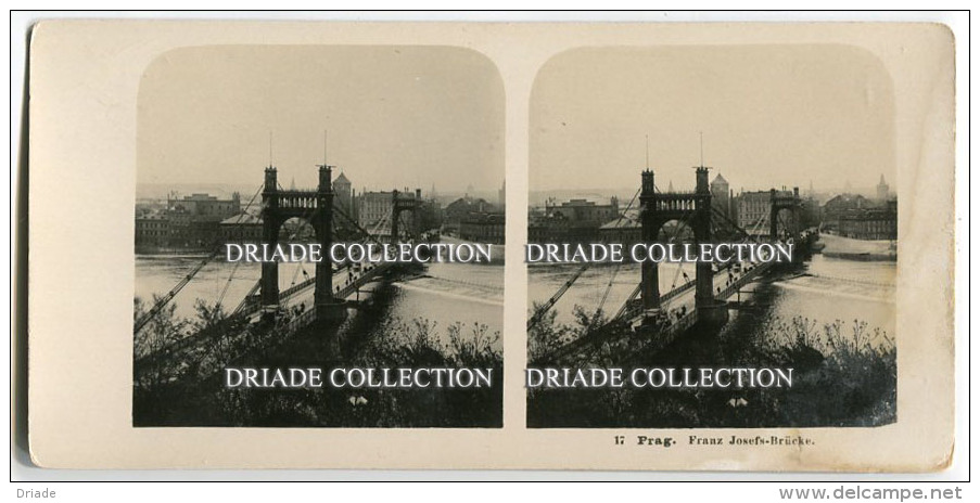 FOTOGRAFIA STEREOSCOPICA PRAGA FRANZ JOSEFS BRUCKE CECOSLOVACCHIA ANNO 1903 - Photos Stéréoscopiques