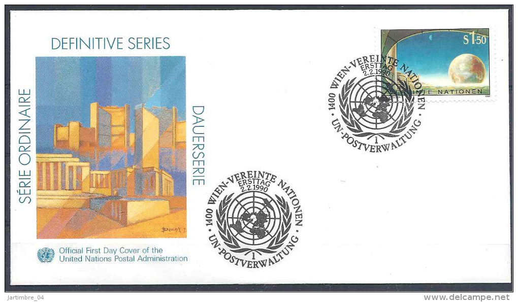 1990 Nations Unies VIENNE 103 FDC Batiments, Série Courante - FDC