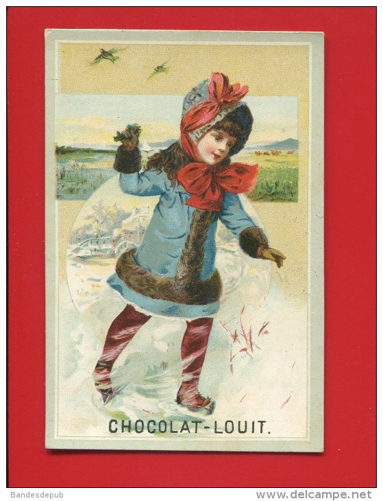 PRIX FIXE ETAT NEUF LOUIT CHOCOLAT CHROMO PETITE FILLE HIVER NEIGE PATINAGE PATIN A GLACE - Louit