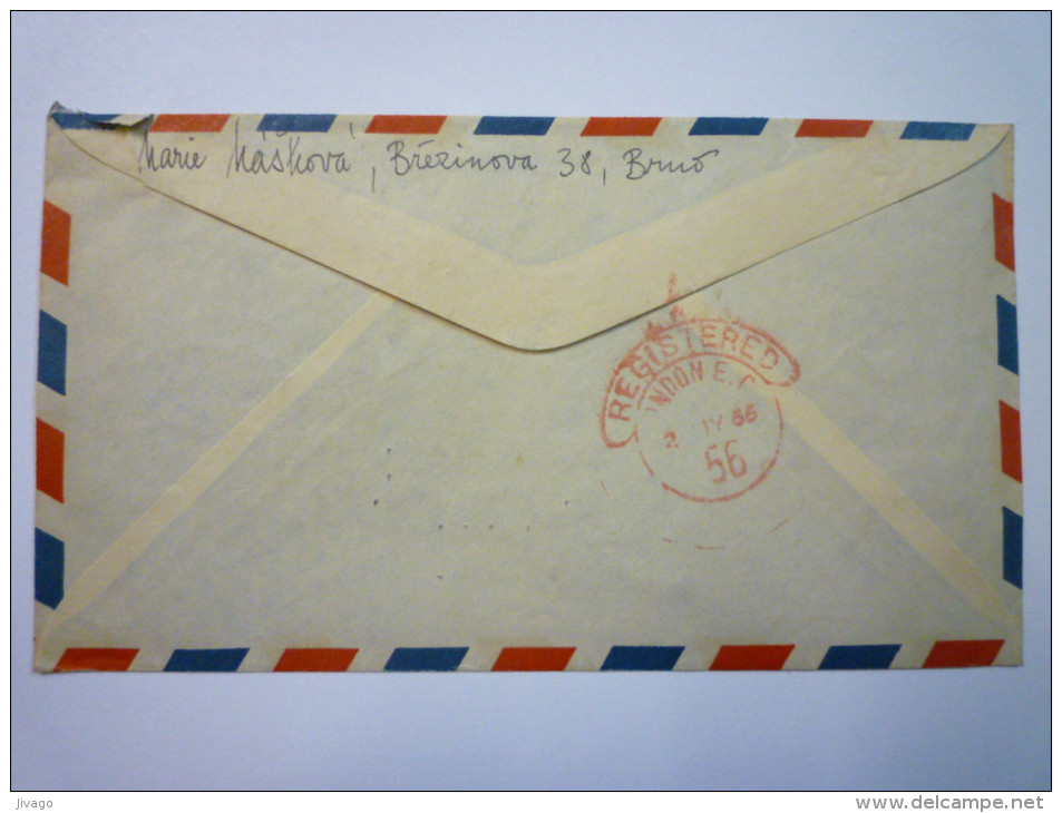 Enveloppe  Recommandée Au Départ De BRNO  à Destination De L´Angleterre  (7) - Lettres & Documents
