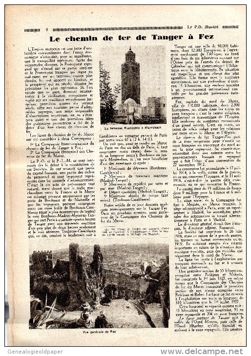 MAROC-TANGER- REVUE LE P.O. ILLUSTRE- N° 5- SEPT. 1929-MARCHE DE TOURS DUBREUIL-AX LES THERMES -RIPOLL- EYZIES - Ferrovie & Tranvie