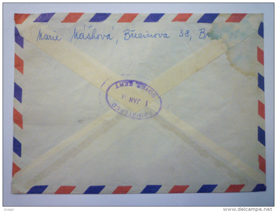 Enveloppe  Recommandée Au Départ De BRNO  à Destination De L´Angleterre  (9) - Cartas & Documentos