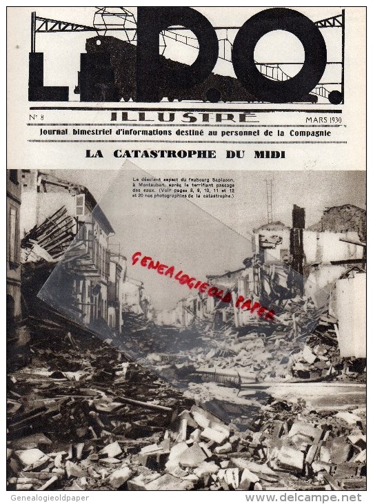 82-MONTAUBAN - REVUE LE P.O. ILLUSTRE-N° 8- MARS 1930- CATASTROPHE DU MIDI- PONT DE REYNIES-LIORAN-MOISSAC-LANGOIRAN - Spoorwegen En Trams