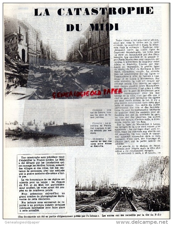 82-MONTAUBAN - REVUE LE P.O. ILLUSTRE-N° 8- MARS 1930- CATASTROPHE DU MIDI- PONT DE REYNIES-LIORAN-MOISSAC-LANGOIRAN - Ferrocarril & Tranvías