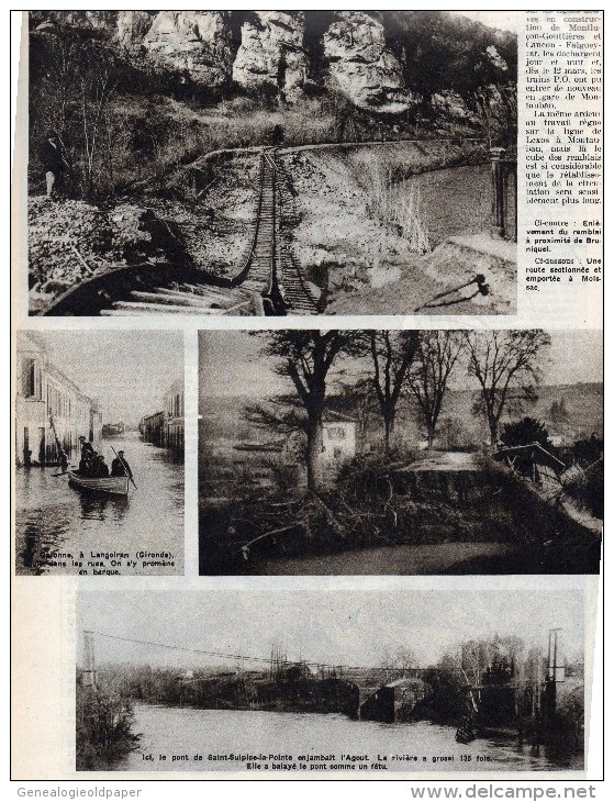 82-MONTAUBAN - REVUE LE P.O. ILLUSTRE-N° 8- MARS 1930- CATASTROPHE DU MIDI- PONT DE REYNIES-LIORAN-MOISSAC-LANGOIRAN