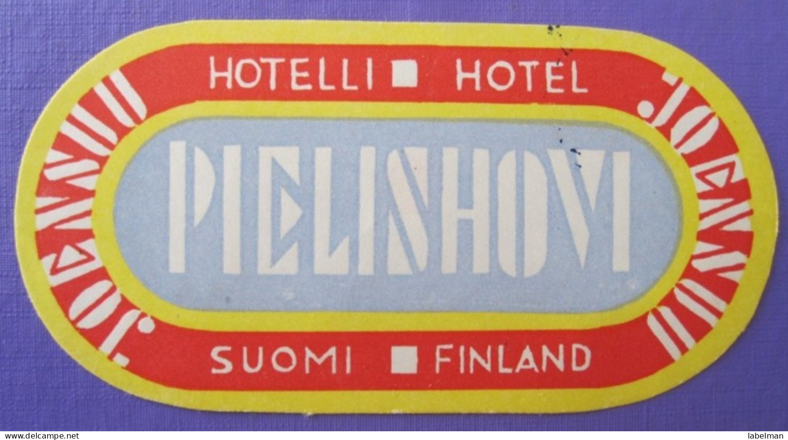 HOTEL HOTELLI HOTELLET HOSPIZ PIELIS SHOW FINLAND SUOMI MINI DECAL LUGGAGE LABEL ETIQUETTE AUFKLEBER - Hotel Labels