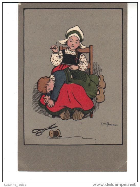 CPA   - Ethel  Parkinson  Carte N° 380 - Jeune Hollandais Recousant Le Pantalon D'un Enfant. - Parkinson, Ethel