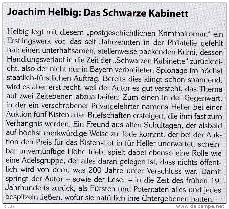 Helbig Krimi Das Schwarze Kabinett 2014 Neu ** 20€ Philatelistische Kriminalroman New Philatelic History Book Of Germany - Erstausgaben