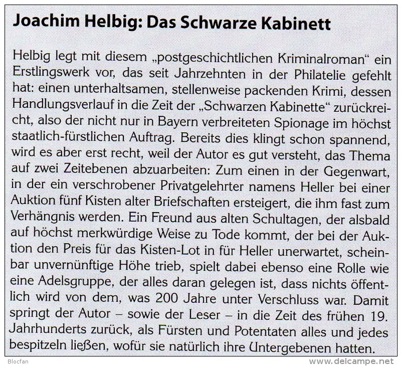 Helbig Krimi Das Schwarze Kabinett 2014 Neu ** 20€ Philatelistische Kriminalroman New Philatelic History Book Of Germany - Deutsch
