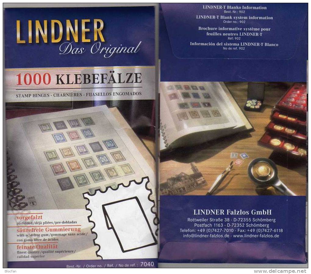 Klebefalz Für 2000 Briefmarken Vorgefalzt New 10€ Zum Traditionelle Sammeln Von LINDNER #7040 Falz Join Fold Out Germany - Zubehör