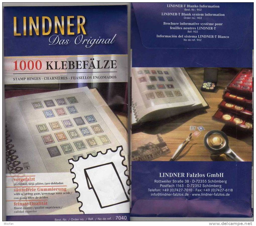 1000 Klebe-Falze Vorgefalzt Neu 3&euro; Gummierter Falz Für Traditionelles Sammeln Von LINDNER New Joins Fold In Germany - Lotti