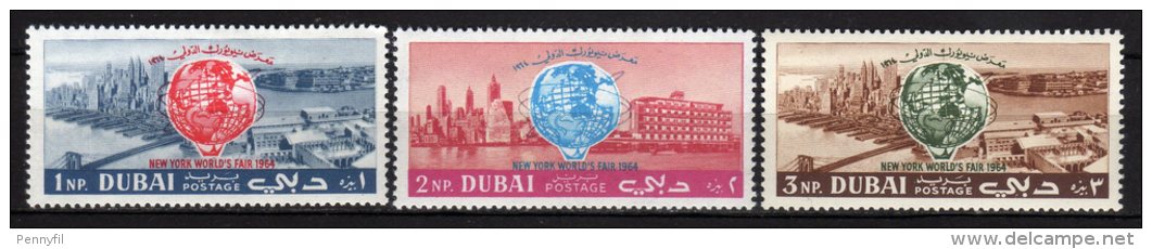 DUBAI - 1964 Scott# 33+34+35 * - Dubai