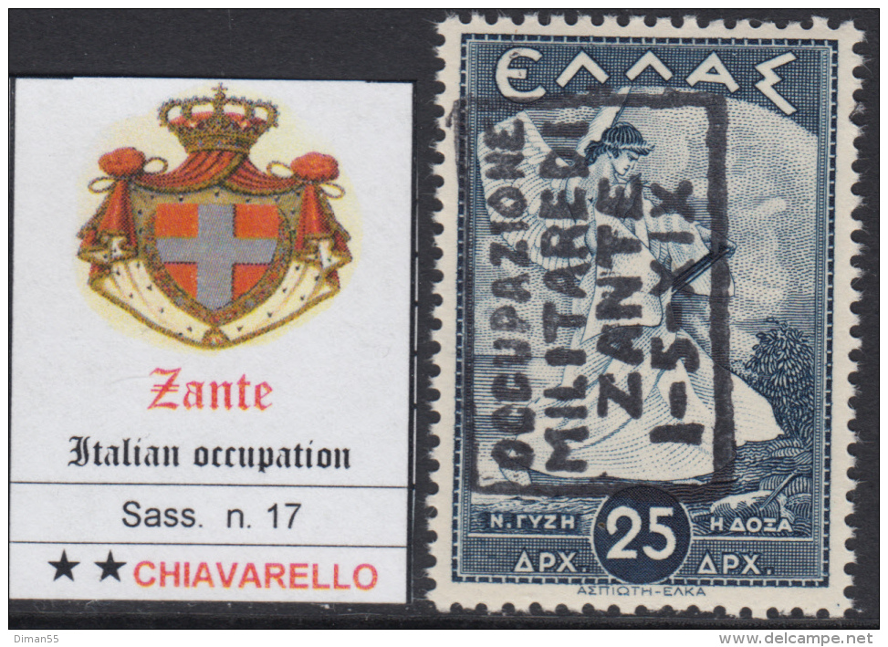 ITALY - ZANTE - N.17 - Cv 1800 Euro - FIRMATO CHIAVARELLO - GOMMA INTEGRA - MNH**   &E - Zante