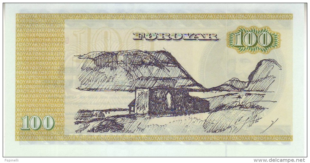 FAEROER ISLANDS 100 Kronur Banknote Hammershaimb At Left P21f 1994 UNC - Féroé (Iles)