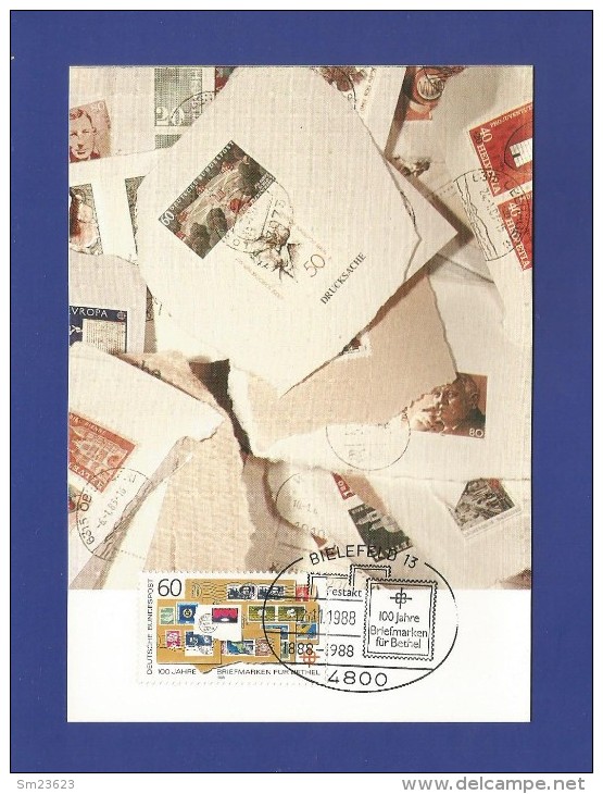 BRD 1988  Mi.Nr. 1395 ,100 Jahre Briefmarkenspendeaktion Für Bethel - Maximum Card - Stempel Bielefeld -12.11.88 - 1981-2000