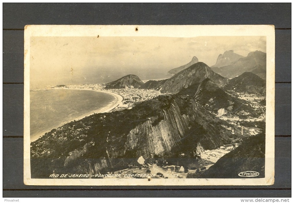 1928 BRASIL, RIO DE JANEIRO, PANORAMA DE COPACABANA, TARJETA POSTAL CIRCULADA - Copacabana