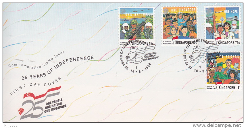 Singapore 1990 25th Anniversary Of Independence FDC - Singapore (1959-...)