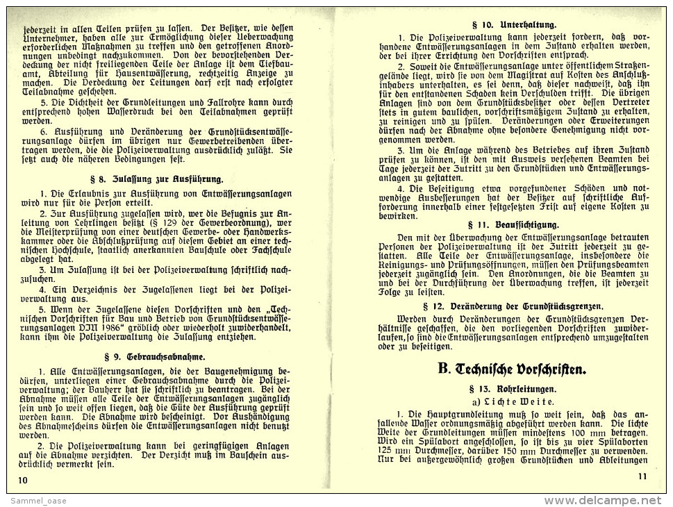 Broschüre 1928  -  Polizei-Verordnung Görlitz  -  Anschluß Der Grundstücke An Die Strassenkanäle - Historische Dokumente