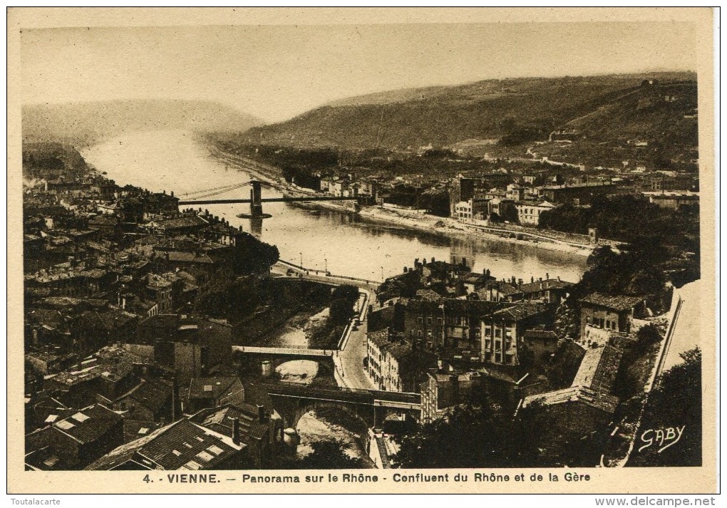 CPSM 38 VIENNE PANORAMA SUR LE RHONE CONFLUENT DU RHONE ET DE LA GERE  Grand Format 15 X 10,5 - Vienne