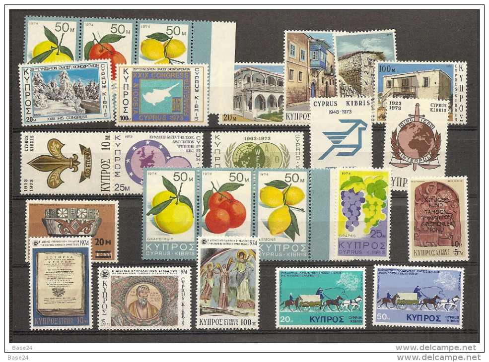 1973/75 Cipro Cyprus 30 SERIE MNH**: 379/80(x2) + 384/87(x3) + 388/92 + 393(x2) + 397/00(x3) +404/6(x2) + 411(x6)+ 4.... - Nuovi