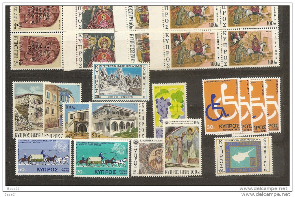 1973/75 Cipro Cyprus 30 SERIE MNH**: 379/80(x2) + 384/87(x3) + 388/92 + 393(x2) + 397/00(x3) +404/6(x2) + 411(x6)+ 4.... - Nuovi