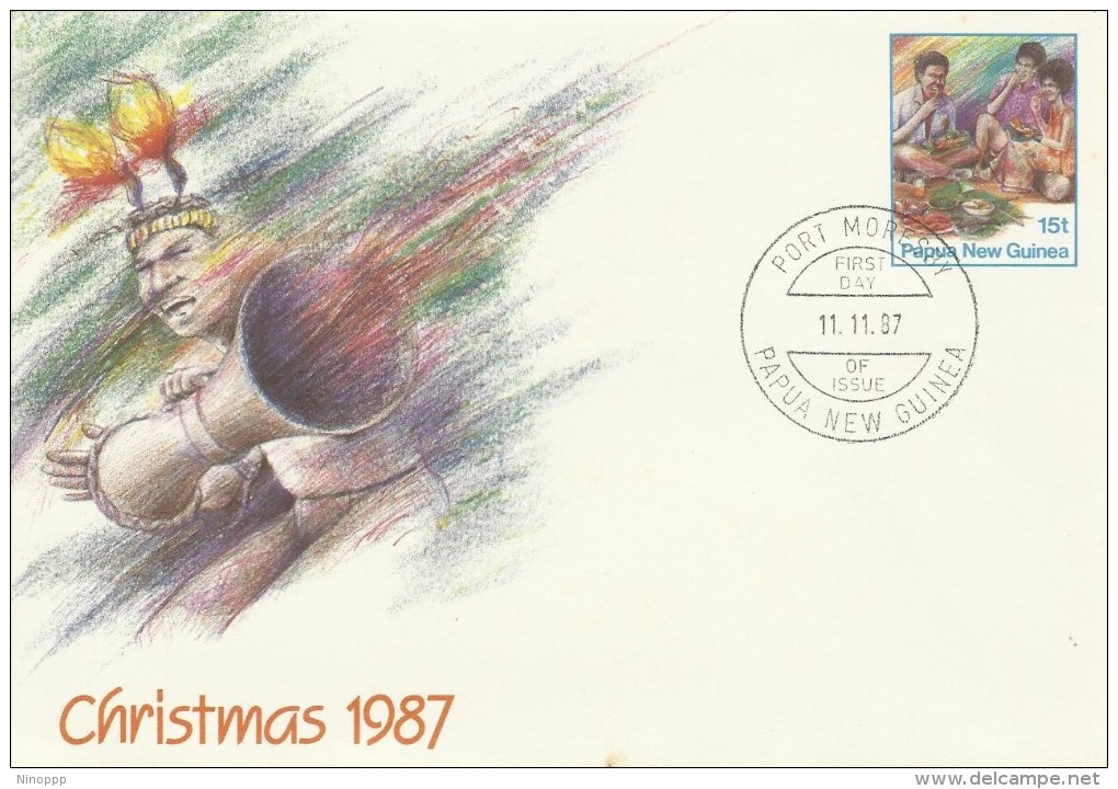 Papua New Guinea 1987 Christmas Prepaid Envelope FDC - Papua New Guinea