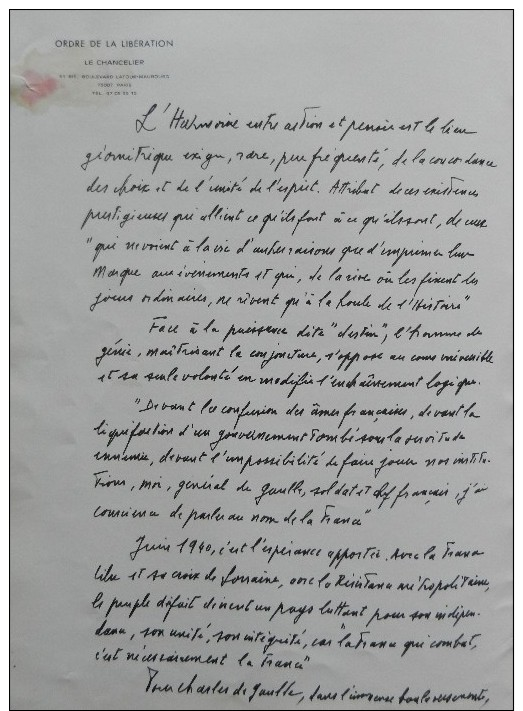 Document Ordre De La Libération Le Chancelier Créant Général De GAULLE 1940 7 Pages Format : 31*23,5 Cm Papier Glacé éta - 1939-45