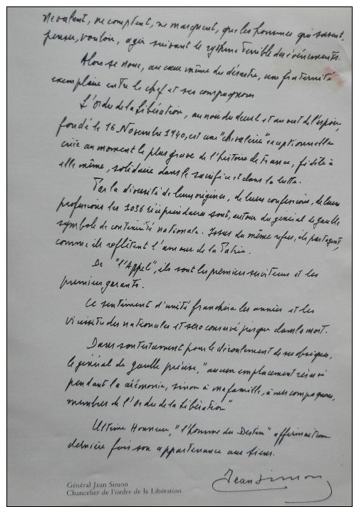 Document Ordre De La Libération Le Chancelier Créant Général De GAULLE 1940 7 Pages Format : 31*23,5 Cm Papier Glacé éta - 1939-45