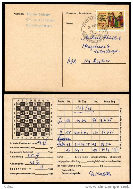 SCHWEIZ 1978 - Fernschach Postkartenturnier / St. Gallen Mit Berlin - Postkarte - Schach