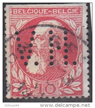 Belgique Léopold II N°74   Perfin Perforé V.H. - 1863-09