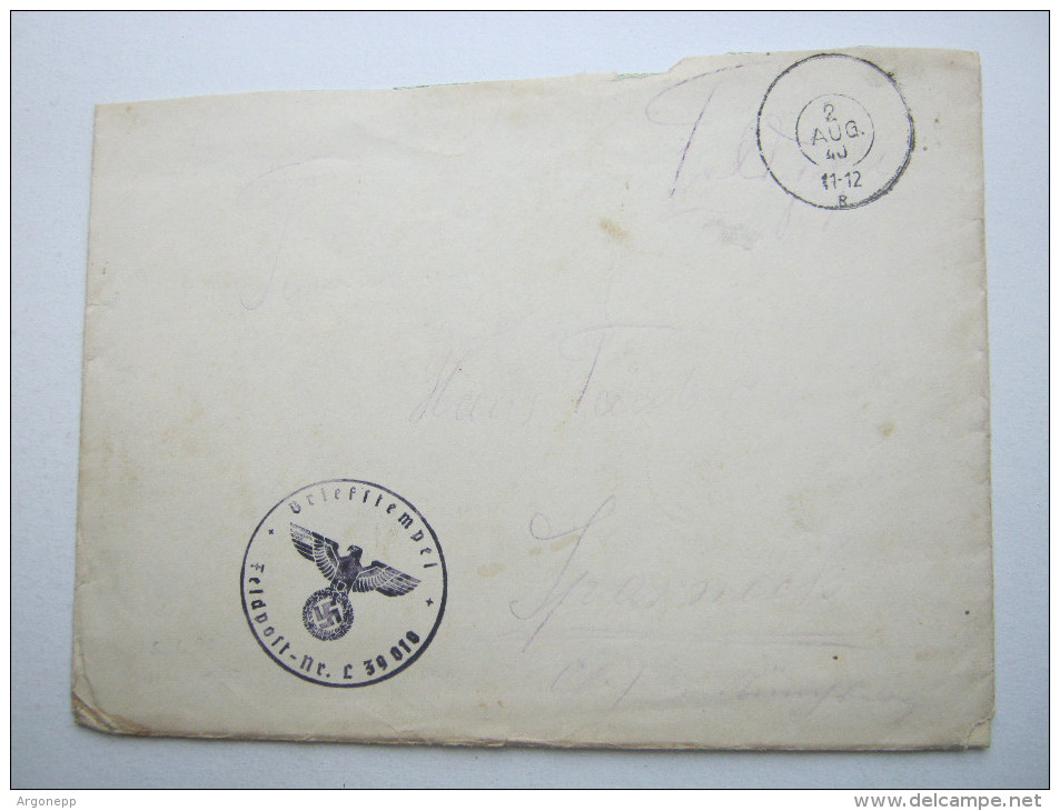1940 , Aptierter Bayernstempel  "R" , Feldpostbrief Mit Truppensiegel - Feldpost 2e Guerre Mondiale