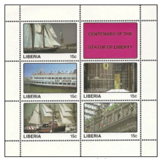 Liberia,   Scott 2015 # 1066,  Issued  1987,  Sheet Of 5,  MNH,  Cat $ 3.00, Ships - Liberia