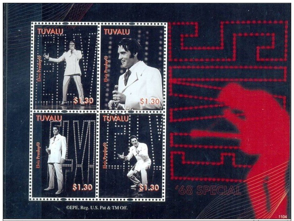 TUVALU * M/S 4v YEAR 2011 * 75th BIRTHDAY ELVIS PRESLEY * MNH - Tuvalu